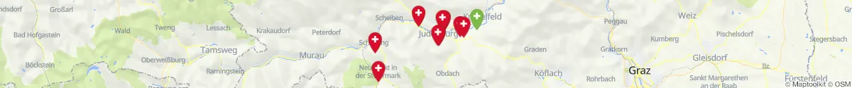 Kartenansicht für Apotheken-Notdienste in der Nähe von Sankt Georgen ob Judenburg (Murtal, Steiermark)